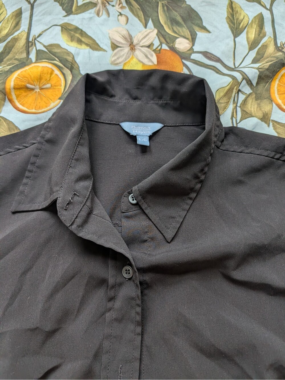 Denver Hayes Women's Black Button-Up Blouse – Size Large | Classic Casual - Picture 4 of 6